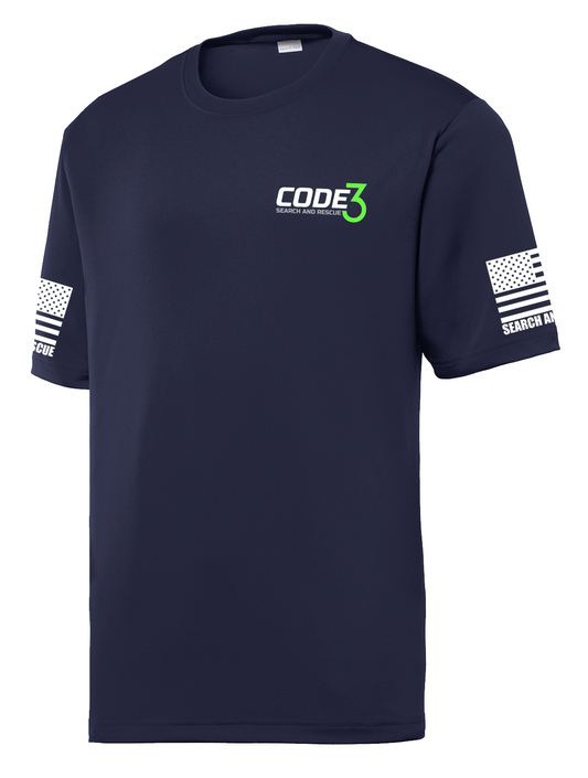 Code 3 Search and Rescue Cotton Feel Polyester T-Shirt Navy Blue